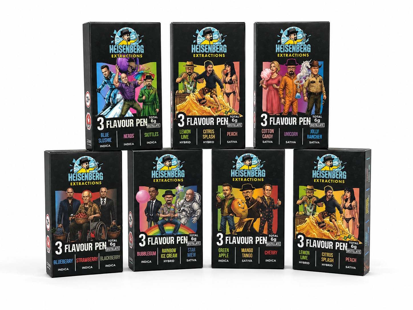 Heisenberg Extractions 6G Triple Flavours Vape Pen (THC distillate)